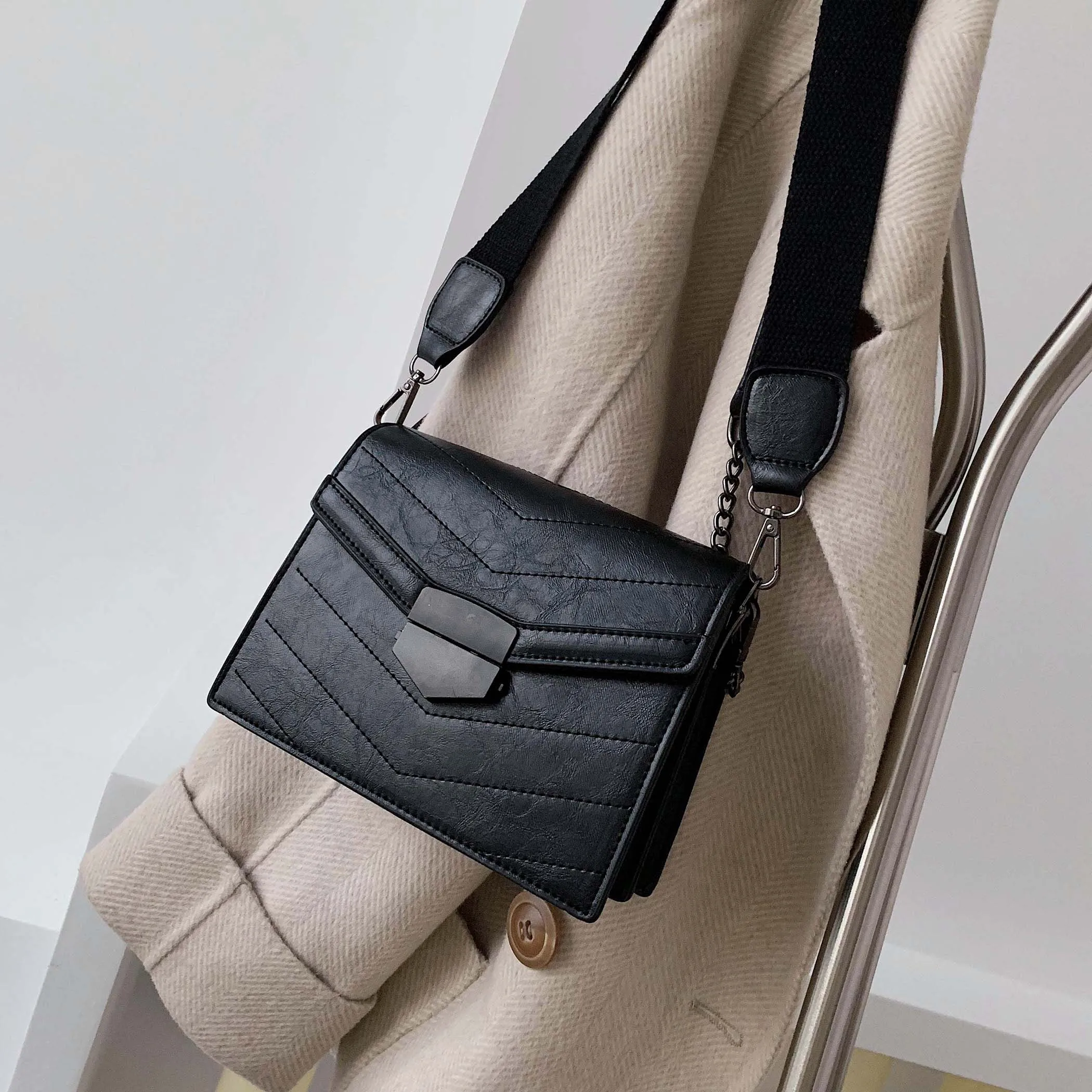 

Solid Color PU Leather Crossbody Bags For Women 2020 Small Shoulder Simple Bag Female Chain Handbags and Purse