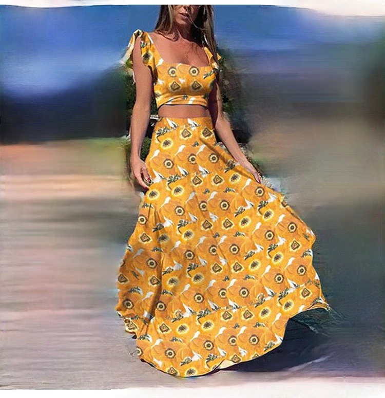 

Sexy Spaghetti Strap Beach Summer Dress Sundresses Vintage Bohemian Maxi Dress Robe Femme Boho Floral Women Hollow Long Dresses