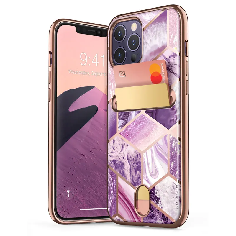 

For iPhone 12 Pro Max Case 6.7 inch (2020 Release) I-BLASON Cosmo Wallet Slim Designer Card Slot Wallet Case Back Cover caso