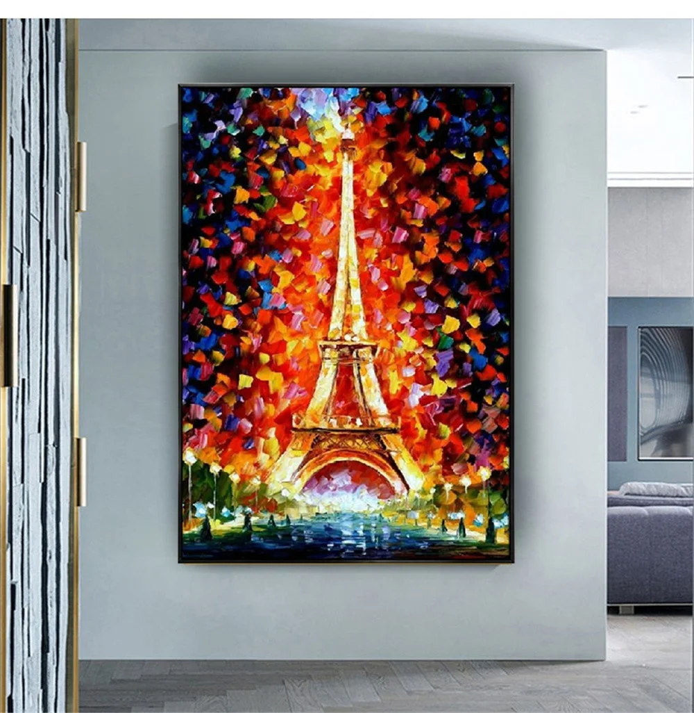 

100% Handmade Abstract Eiffel oil Painting Modern tower Art Picture For Living Room Modern Cuadros Canvas Art