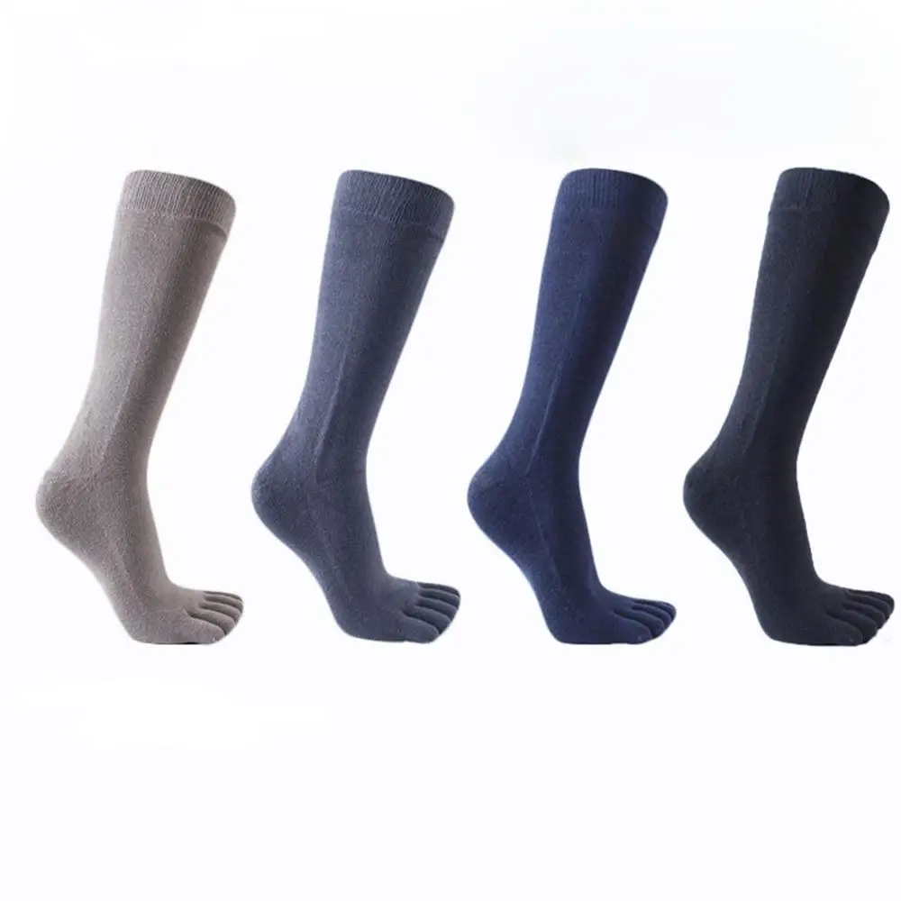 Носки мужские длинные однотонные до щиколотки с пятью пальцами деловой стиль