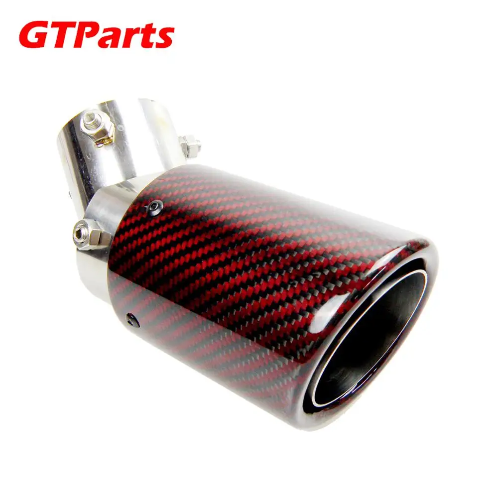 

Car Universal No Logo Angle Adjustable Carbon Fibre Exhaust Tip Curly Edge Red Carbon Fiber Muffler Tip for Toyota Honda Nissan