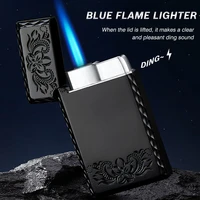 windproof lighter blue flame butane turbine refillable gas lighter lighter smoking accessory mens gadget