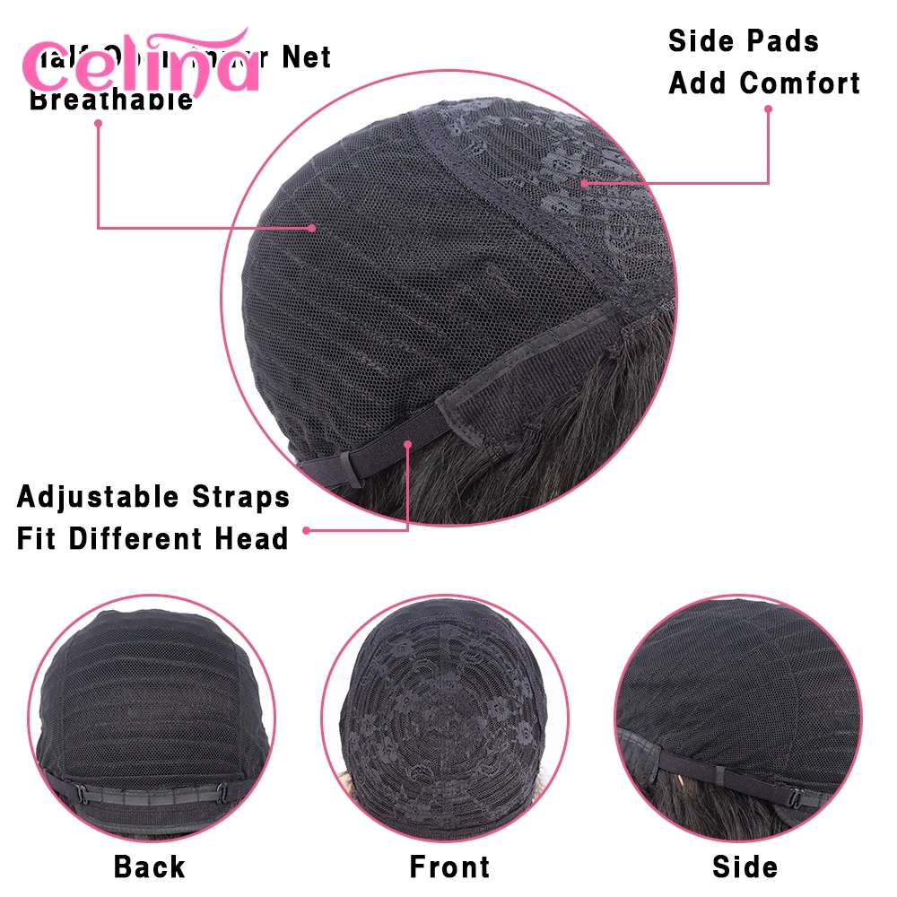 

Short Curly Wig Machine Made Ombre Human Hair Wigs for Black Women Brazilian Human Hair Free Shipping