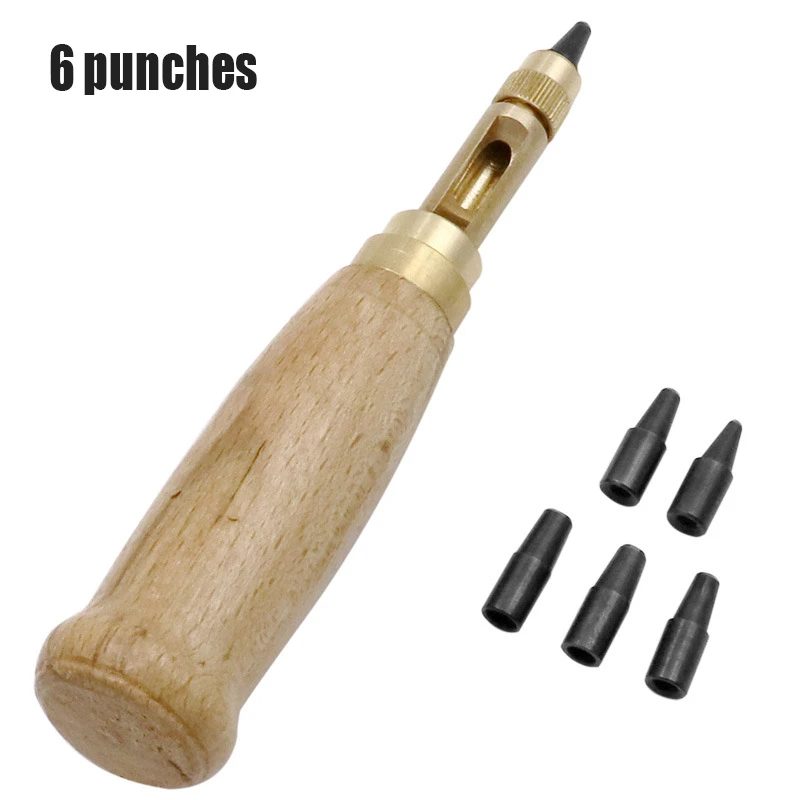

6Pcs Belt Punch Replaceable Multi-Head Belt Screw Hole Puncher DIY Leather Tool Drill Craft Kit Bookbinding Tool Punch
