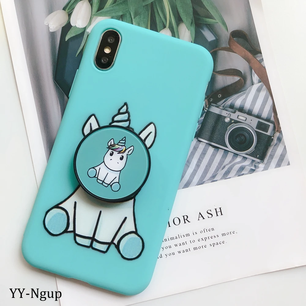 Для iPhone 7 i Phone 8 Plus чехол Kawaii подставка держатель Единорог силиконовый чехол для iPhone X XR XS Max 5 5S SE 6 6S 7 Plus чехол для женщин - Цвет: 11