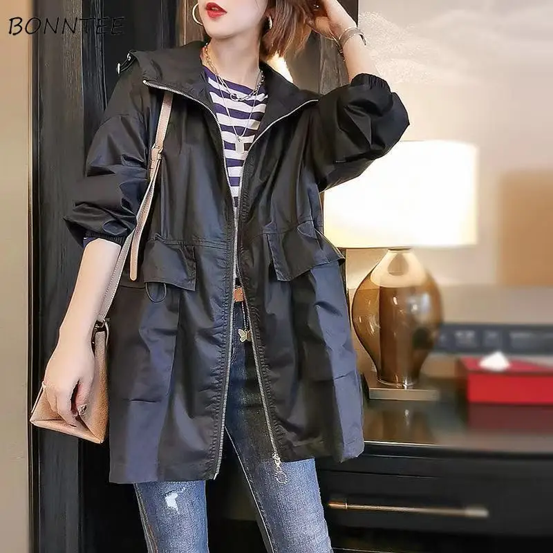 Jackets Women Clothing M-3XL Spring Coats Cotton Casual BF All-match Soft Zipper Loose Simple Office Work Wear Outwear Fashion