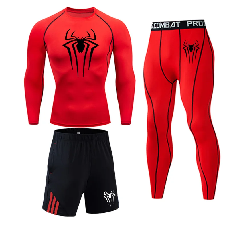 3-piece set Термобелье для мужчин, мужская термо одежда, компрессионный набор, термальные колготки, зимние леггинсы, баскетбольный костюм, Быстросохнущий - Цвет: 3-piece set