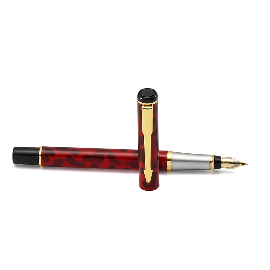 Baoer [Блестящий] перьевая ручка Леопардовый узор золочение бочка золото зажим для