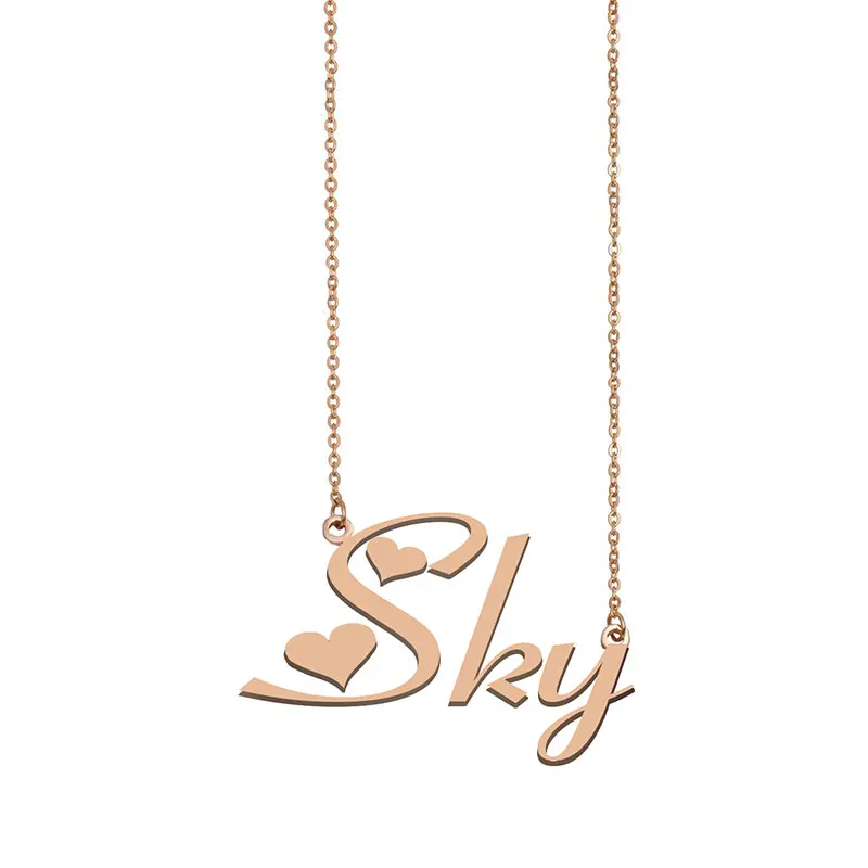 

Sky Nameplate Pendant Custom Name Necklace Gold for Women Girls Best Friends Birthday Wedding Christmas Mother Days Gift