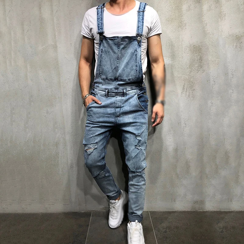

Male Casual Jeans Pluse Size Denim Strap Jean Jumpsuit Retro Men's Jeans High Quality Mens Wild Trousers Streetwear Overalls Mid