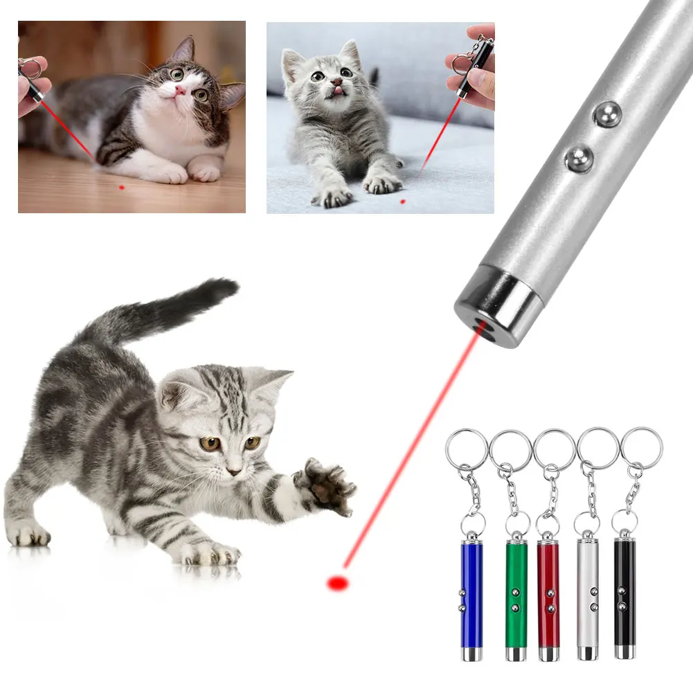

2-In-1 Cat Pet Toy LED Pointer Pen White Flashlight Torch Red Laser LightInteractive Training Laser Pointer Pen For Cat Dogs