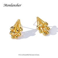 monlansher exquisite geometric peacock tail stud earrings gold color brass metal earrings for women minimalist earrings jewelry