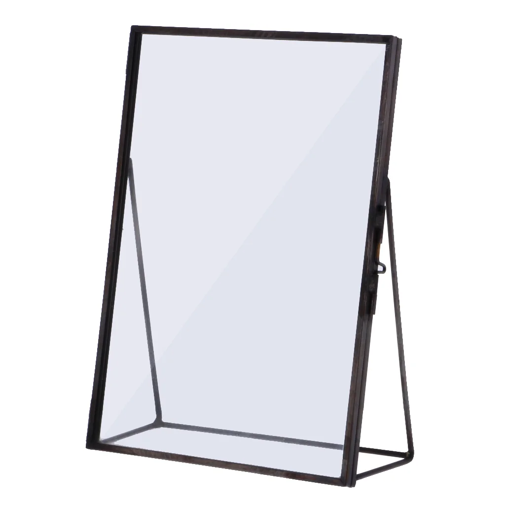 Металлическое стекло фоторамка открытка листья цветок сохранен стоя на рабочем