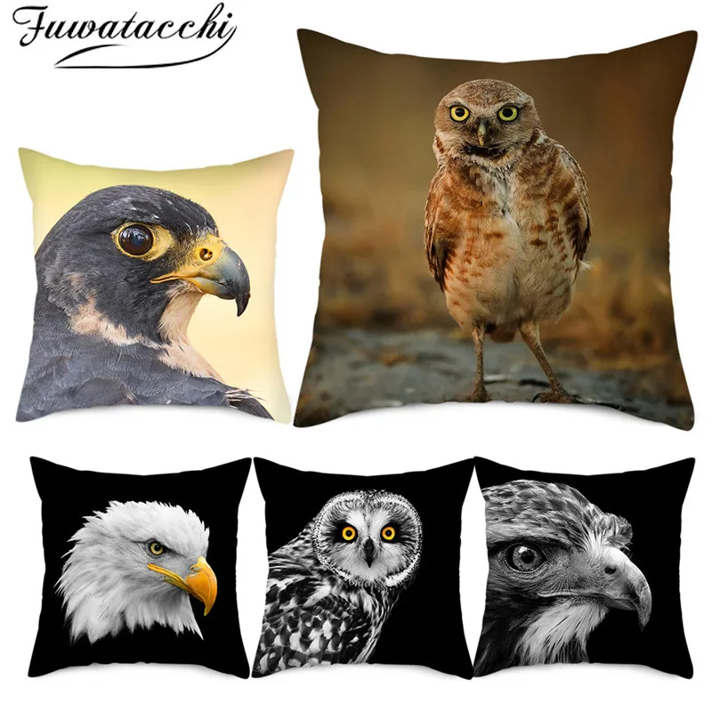 Чехол для подушек с изображением птиц в виде совы и орла чехол подушки летающих