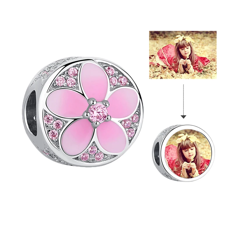 Классический розовый цветок амулеты мерцающие CZ Кристалл персика