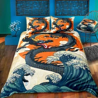 free dropshipping bedding sets duvet cover 1 pillowcase single childrens bedding beige single chinese style dragon