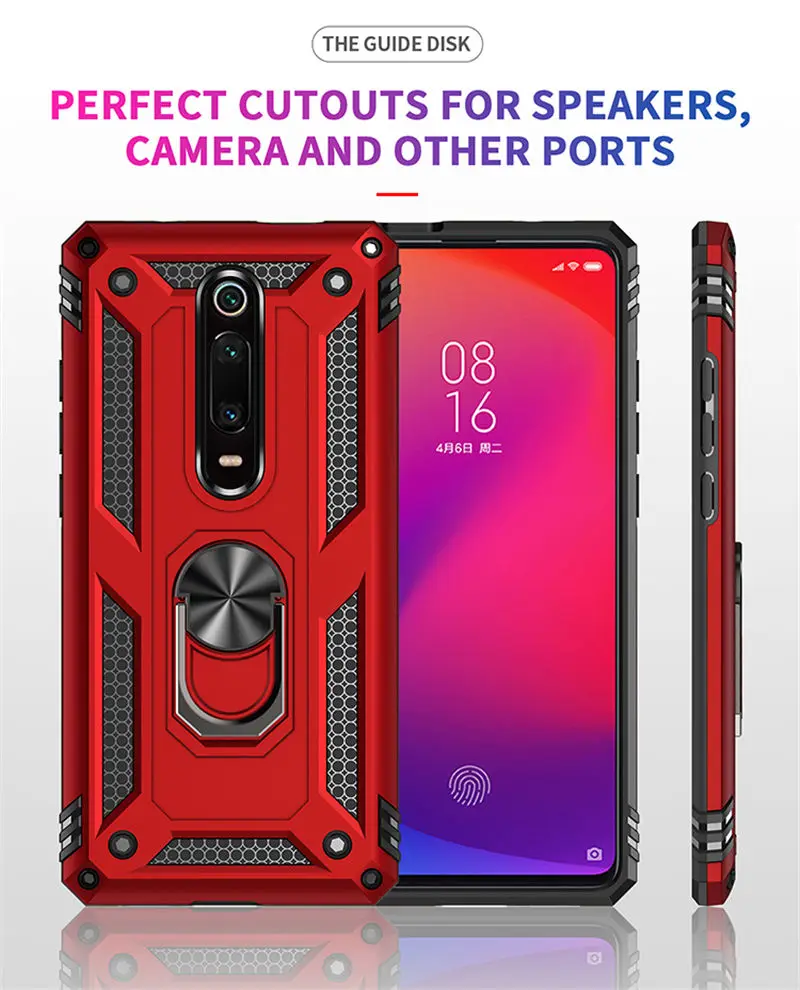 For Xiaomi K20 Pro K30 Mi9T Mi9 Mi 9T CC 9E SE CC9 Pro A3 Lite Armor Magnetic Ring Holder Case for Redmi Note 7 8 8T 10 7A 8A