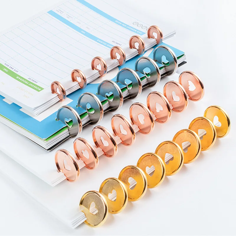 6 шт 35 мм красочные кольца для переплетения сердца с грибным отверстием свободное