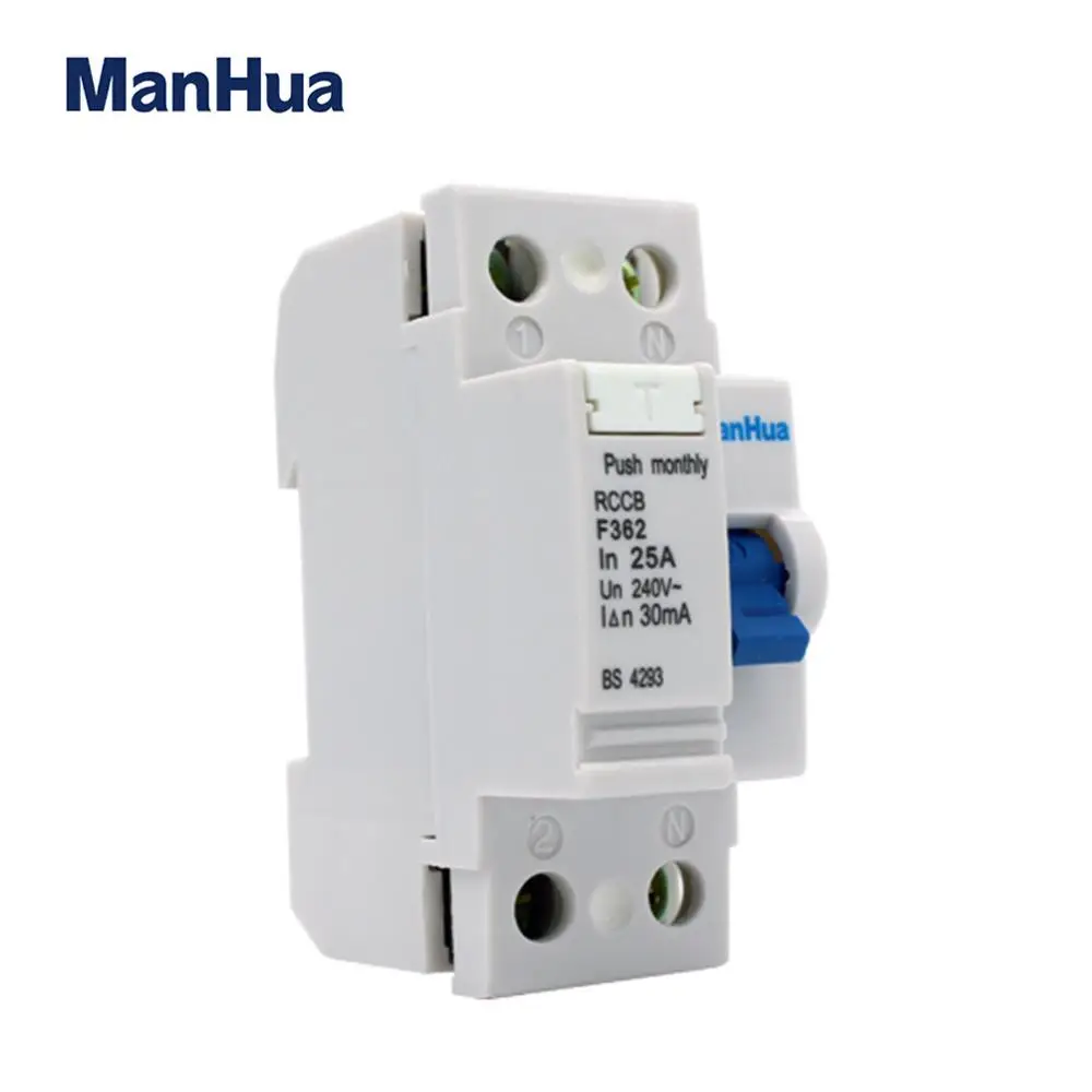 ManHua F362 25A 240VAC 30mA 2P выключатель остаточного тока Электрическая защита от утечки |