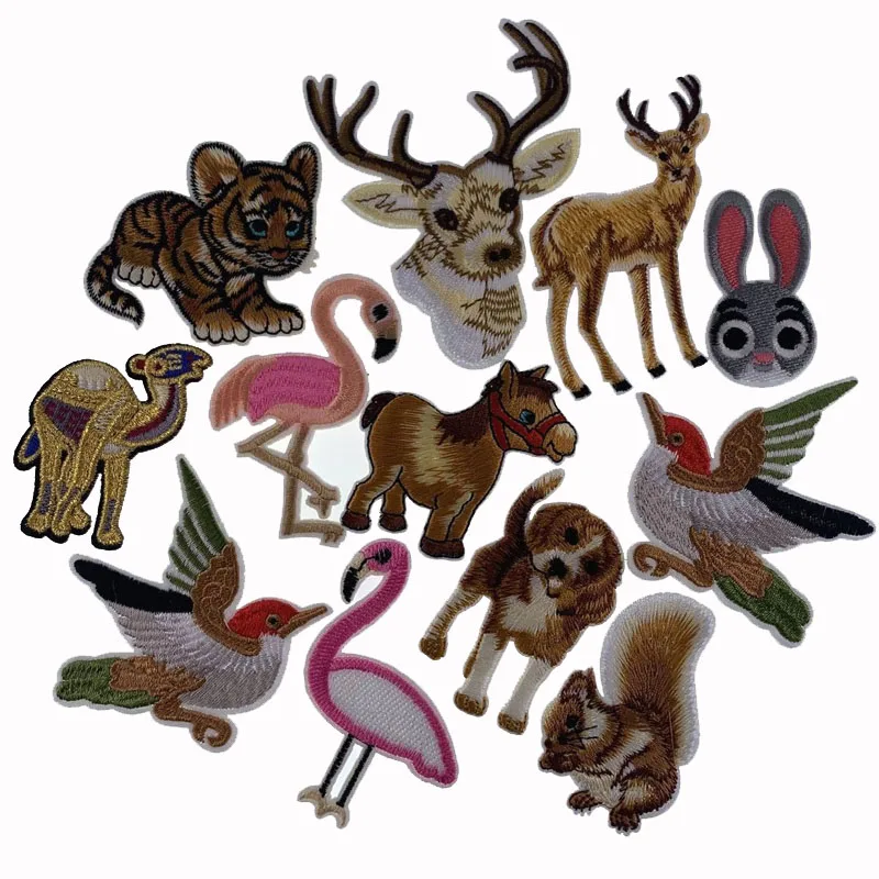 Термоклейкие нашивки с вышивкой животное птица собака олень верблюд лошадь для