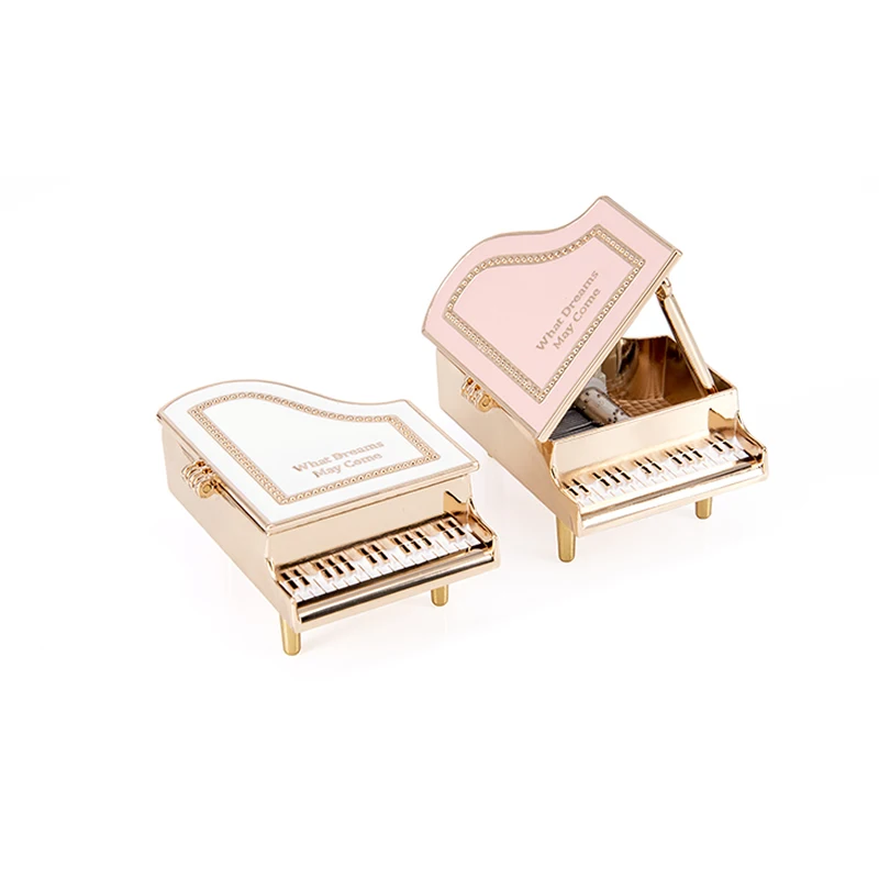 Изысканная мини розовая музыкальная шкатулка для фортепиано красивая