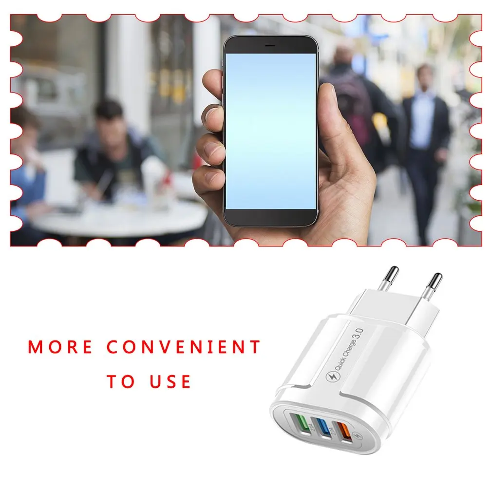

3 USB 18W Fast Charging Mobile Phone Charging Head Universal Wall Mobile Phone Tablet Charger Flame Retardant