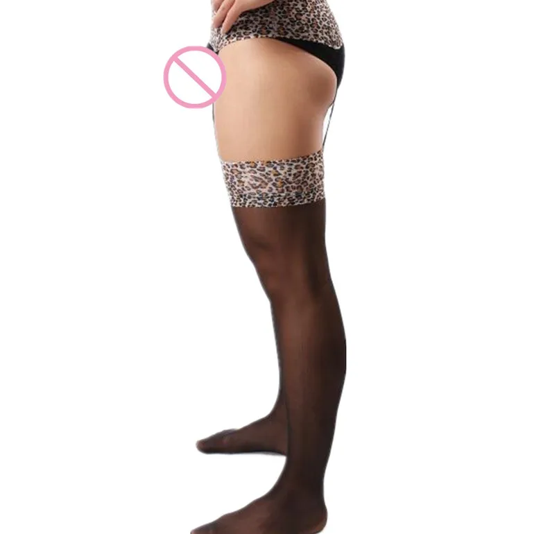Мужские сексуальные леопардовые колготки мужские прозрачные чулки без выреза