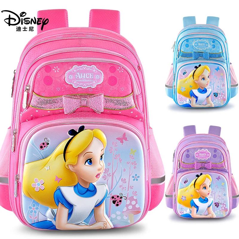 Оригинальный рюкзак для начальной школы Disney, детский школьный рюкзак для девочек начальной школы, для облегчения позвоночника принцессы Ал...