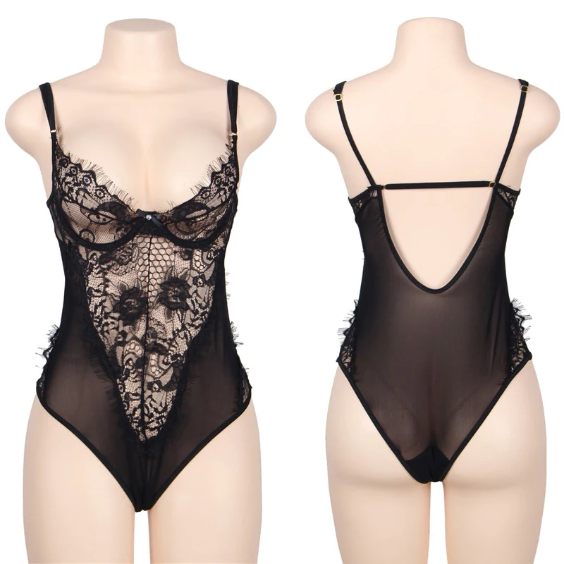 

Summer Bodysuits for Women See Through Lace Body Sexy Mujer Spaghetti Strap Floral Body Dentelle Femme RW80408