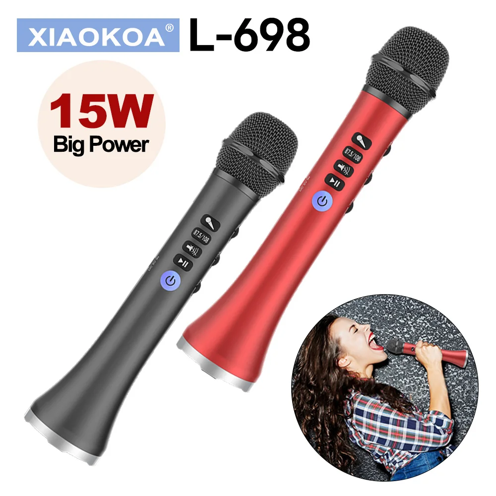 Беспроводной микрофон XIAOKOA для караоке 15 Вт Bluetooth Колонка 4000 мАч 2 в 1 Ручной