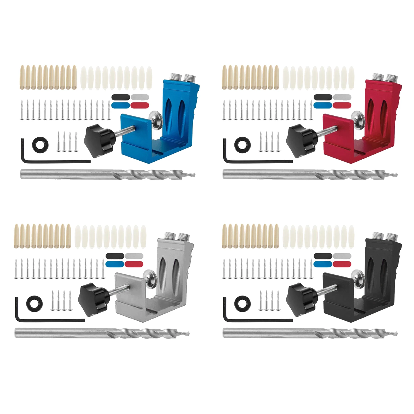 Carpenters Pocket Hole Jig Kit - Oblique Drill Joinery Screw Kit Woodwork Guides Joint Angle Tool Positioners