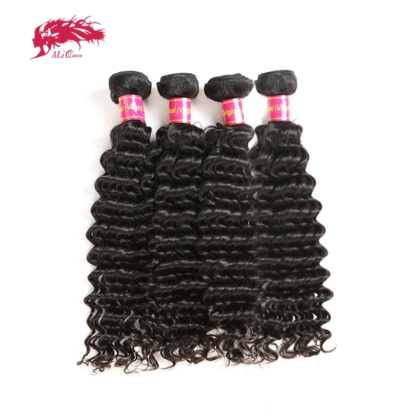 

Deep Wave One Donor Human Hair Bundle Ali Queen Unproccessed Raw Virgin Hair Weave Bleached Human Hair Extension Natural Color
