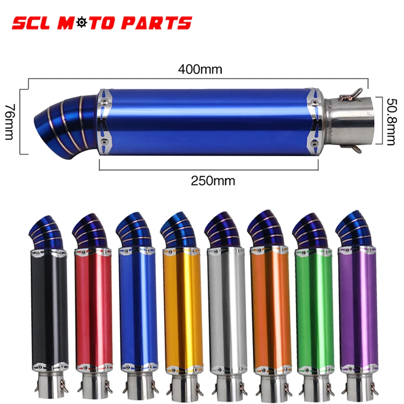 

ALconstar-Motorcycle 400mm Universal Exhaust Muffler Tip End Pipe Stainless Steel ATV Pit Dirt Motorbike 100cc-600cc GP Scooter