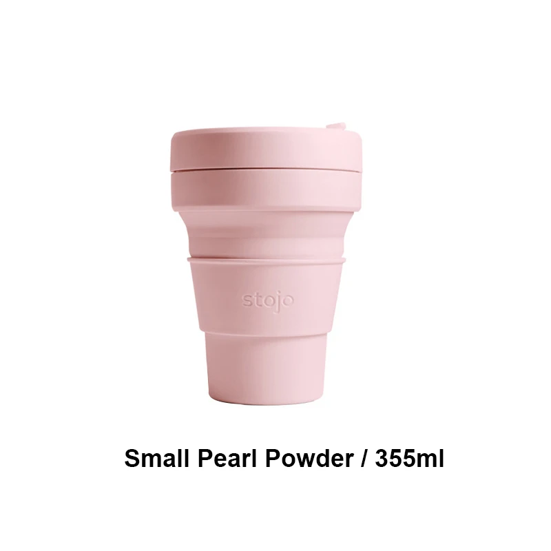 smallpearl powder355 STOJO CUP Складная Силиконовая портативная силиконовая кофейная чашка многофункциональная Складная силиконовая чашка для офиса и путешествий - Цвет: smallpearl powder355