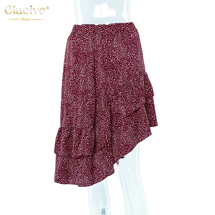 Женская юбка Clacive повседневная Асимметричная средней длины с высокой талией