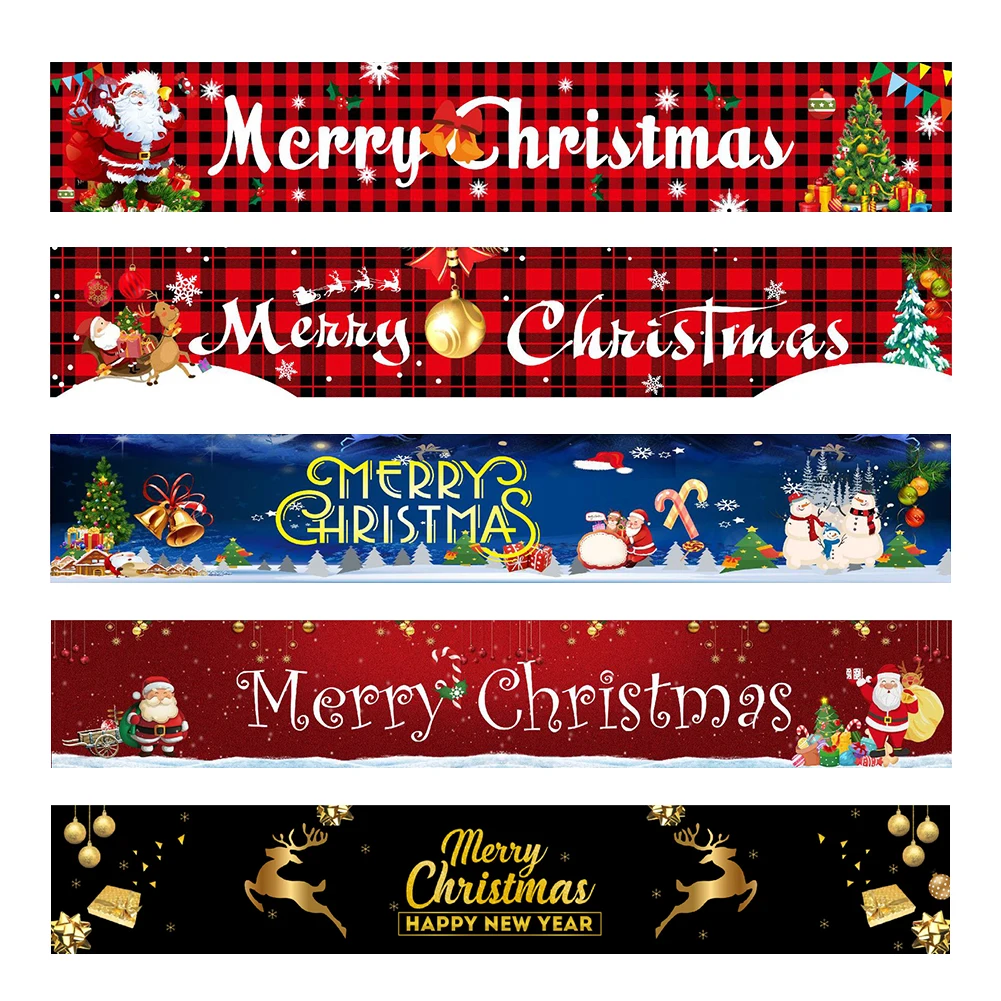 

Merry Christmas Decoration Banner Door Porch Sign Hanging Couplet for Home Outdoor Garden Xmas Santa Claus Ornament New Year