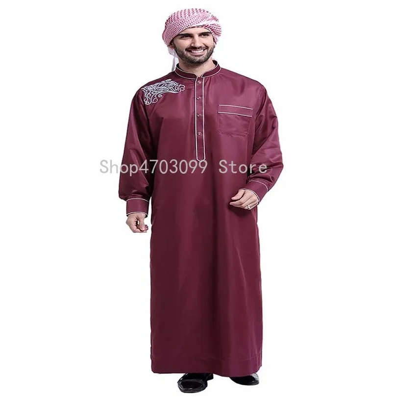 Malaysian Muslim Clothing Arab Middle Eastern Men's Robes Muslim Dress Islam Kaftan Thobe Abaya Formal Jubba Thobe Long Sleeve