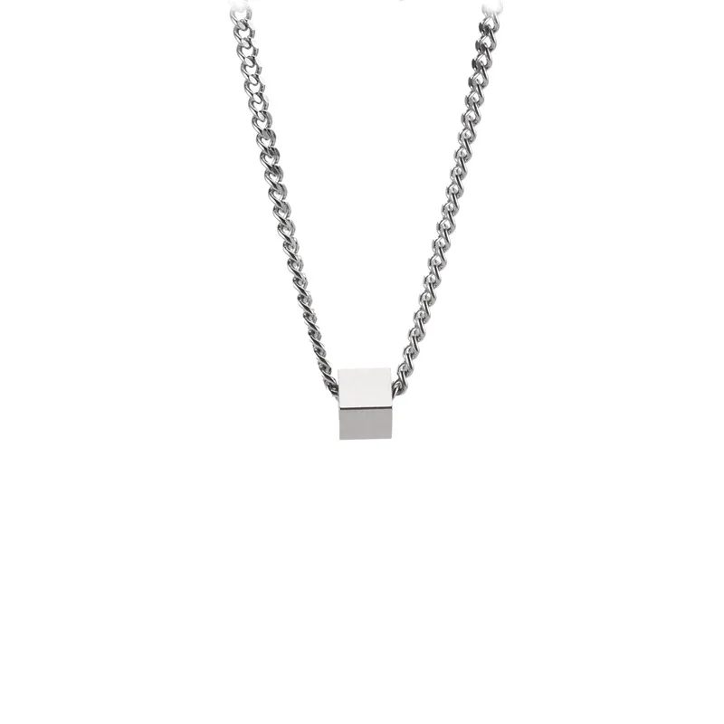 Ожерелье из нержавеющей стали для мужчин и женщин квадратное украшение в стиле