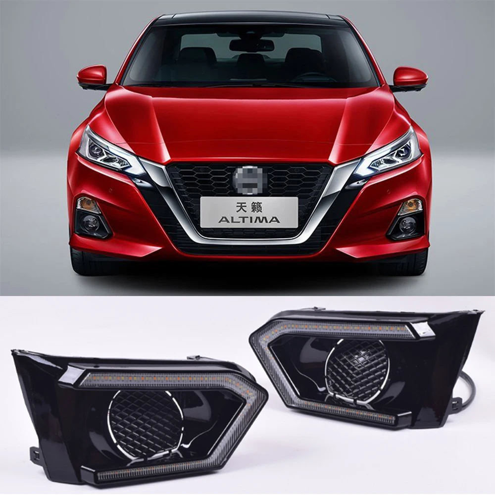 

1 PAIR LED Daytime Running Light Waterproof Car 12V LED DRL fog Lamp with Turn Signal style Relay For Nissan Altima Teana 2019