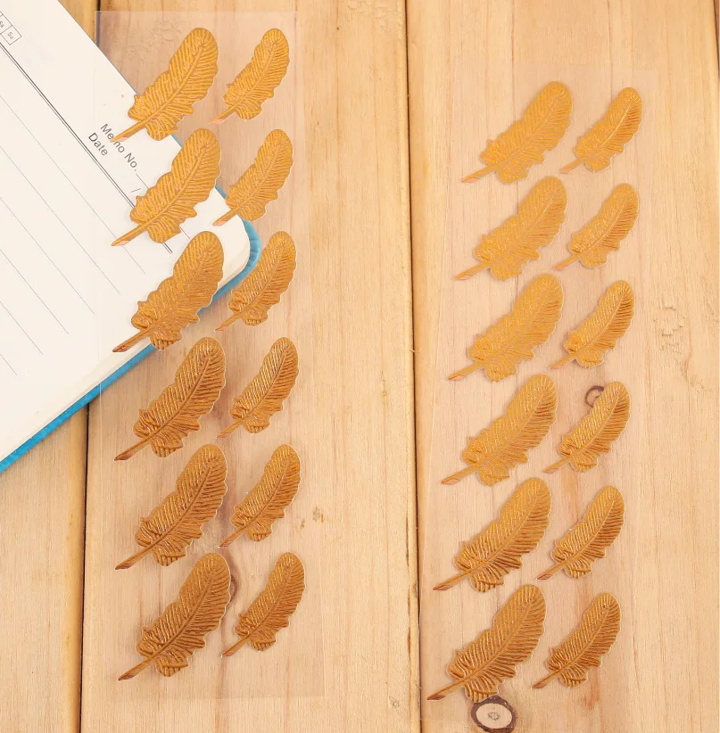 Golden leaves 2 set 2 set Decorative Vintage Journal Diary Gold Paper Flower Plant Stickers Scrapbooking Flakes Stationery - Цвет: Golden leaves 2 set