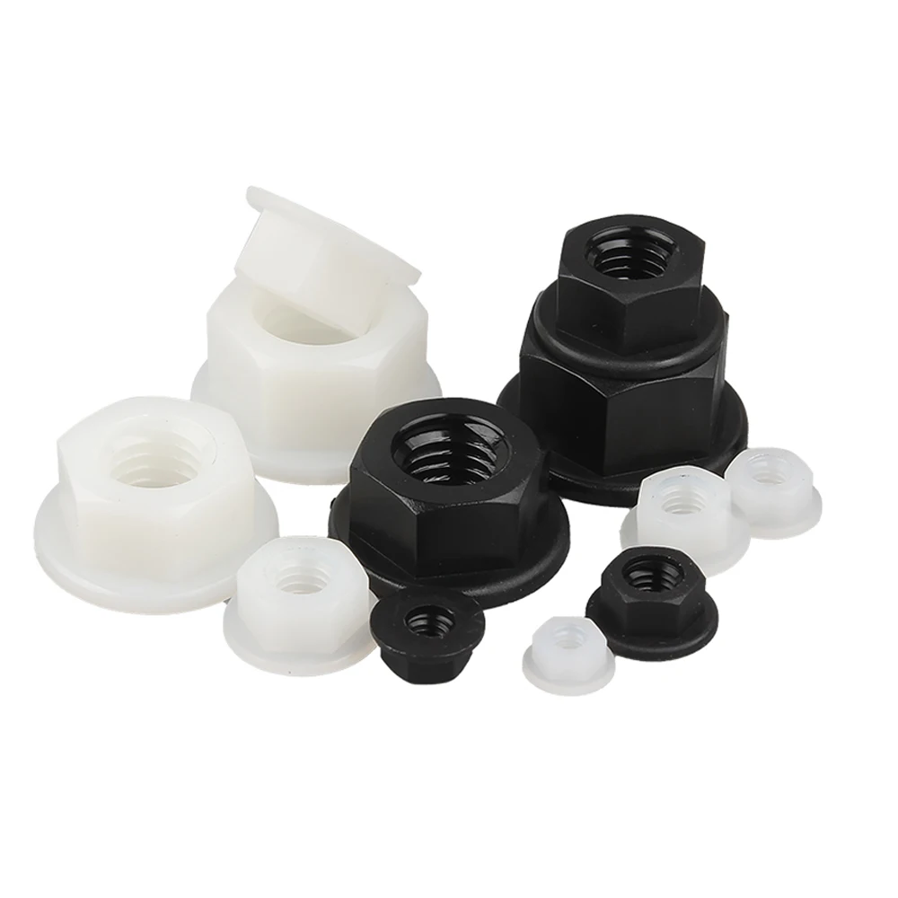 Фланцевая гайка нейлоновая пластиковая Шестигранная черного и белого цветов |