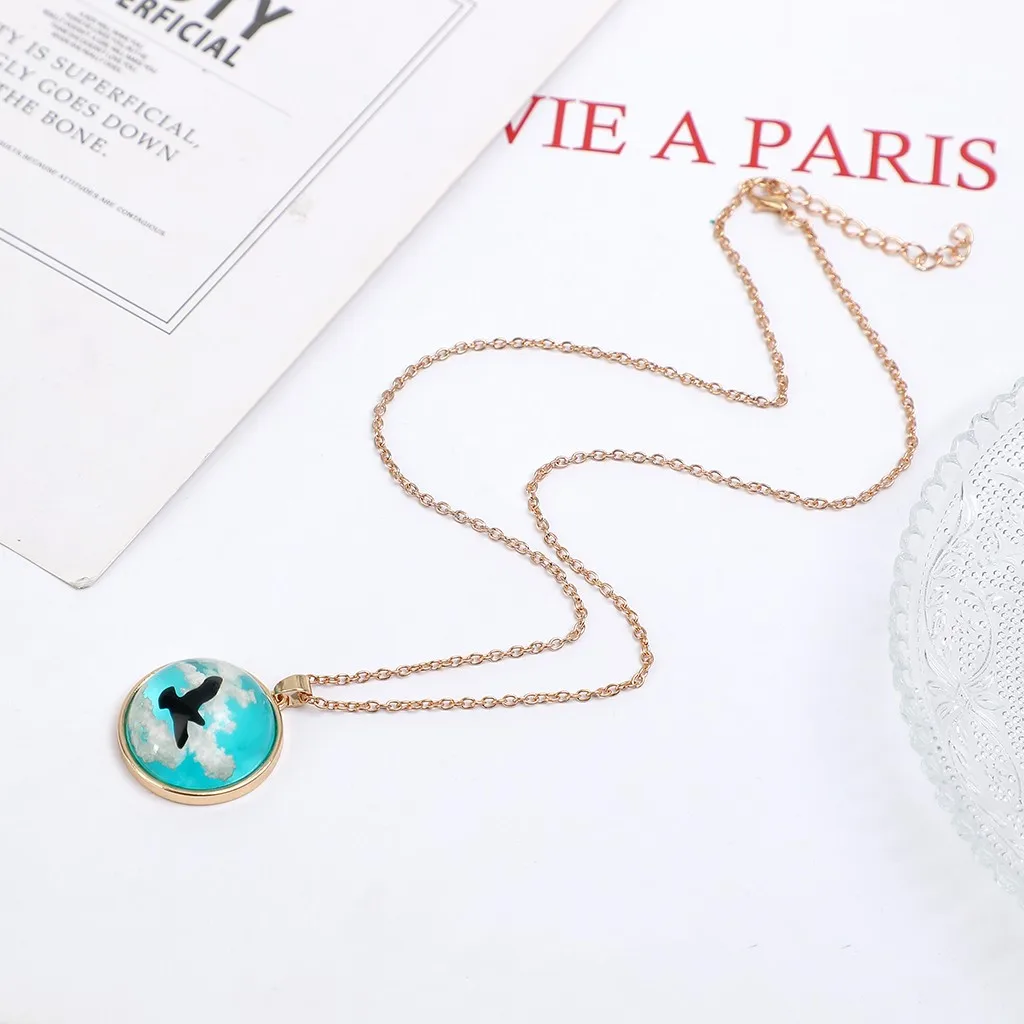 Натуральное голубое небо белое облако Смола прозрачное дамское ожерелье