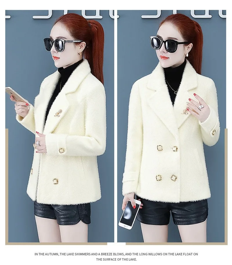 

Imitation Mink Velvet Coat Women's New Winter Thickened Warmth, Small and Thin Woolen Coat