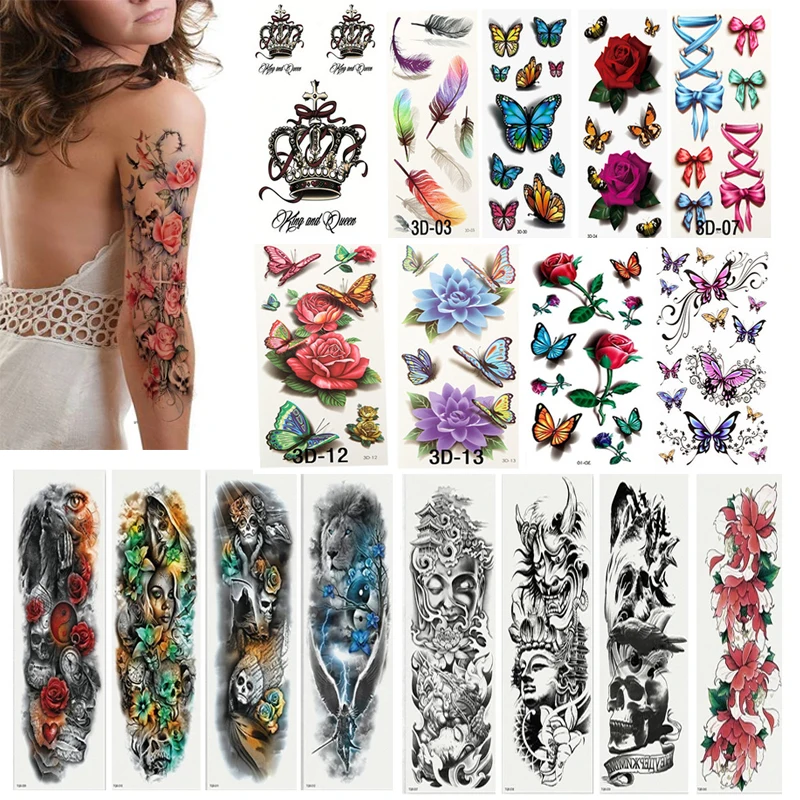 Татуировка на всю руку для женщин водостойкая временная татуировка наклейка