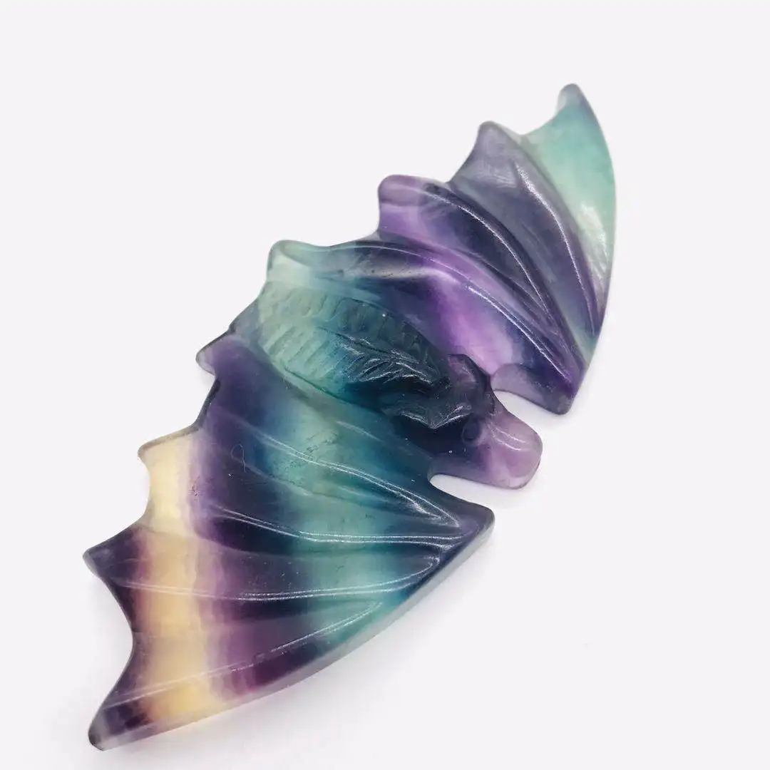 

Natural Rainbow Fluorite Crystal Bat Healing Stones Statue 3 Inch 1pc