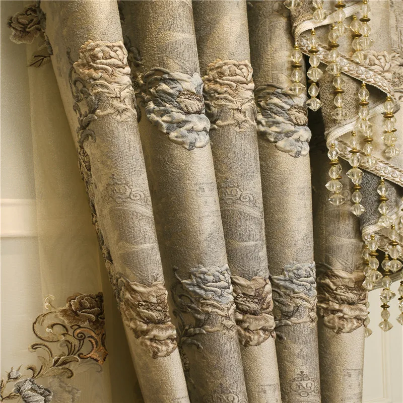 Европейские Роскошные 4D жаккардовые затемненные занавески для спальни высокое