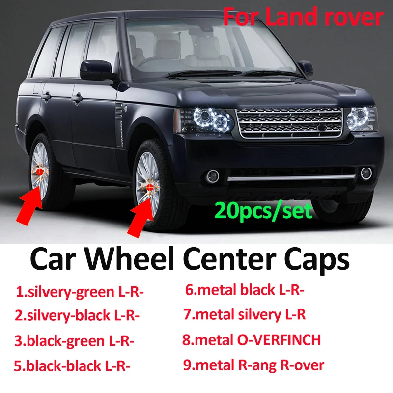 

62MM Car emblem Wheel hub center logo badge For Range Discovery Freelander Evoque Auto badge Covers 20pcs/set