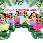 Игрушечный автомобиль на солнечной батарее с вибрирующей головой, украшения для гавайской девушки, декомпрессионные куклы Hula, украшение для дашборда, аксессуары для автомобильного интерьера