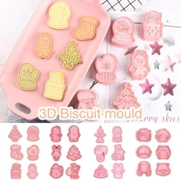 6pcsset diy cartoon biscuit mould christmas cookie cutters christmas molds abs plastic baking mould cookie cake decorating tool